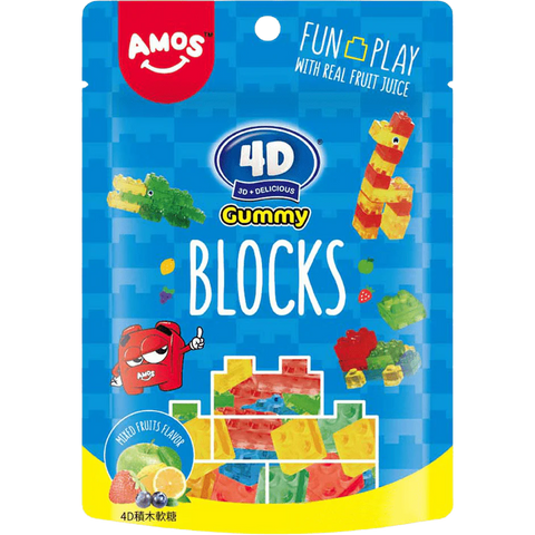 Amos 4D Gummy Blocks Theatre Box - (Pack of 12) - Washington Vapes Wholesale