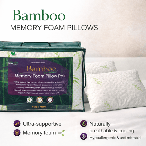 Bamboo Dreams Memory Foam Pillow Pair - Washington Vapes Wholesale