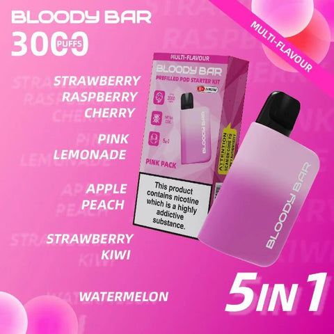 Bloody Bar 3000 5 in 1 - (Pack of 5) - Washington Vapes Wholesale
