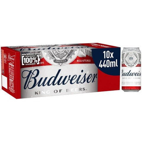 Budweiser Lager Beer 440ml - (Pack of 10) - Washington Vapes Wholesale