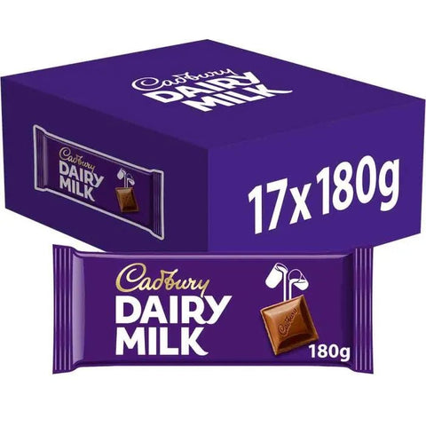 Cadbury Dairy Milk 180g - (Pack of 17) - Washington Vapes Wholesale