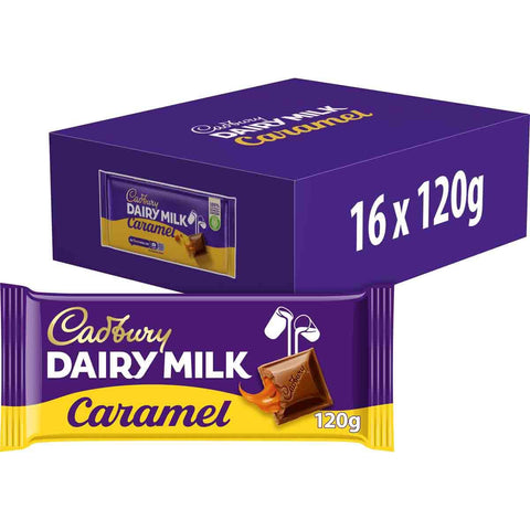 Cadbury Dairy Milk Caramel Chocolate 120g – Box of 16 - Washington Vapes Wholesale