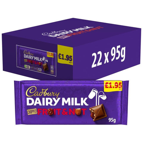 Cadbury Dairy Milk Chopped Fruit & Nut Chocolate Bar 95g – (Case of 22) - Washington Vapes Wholesale