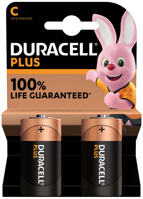 Duracell C Size 2PK +100 Plus Power 2PK - (Pack of 10) - Washington Vapes Wholesale