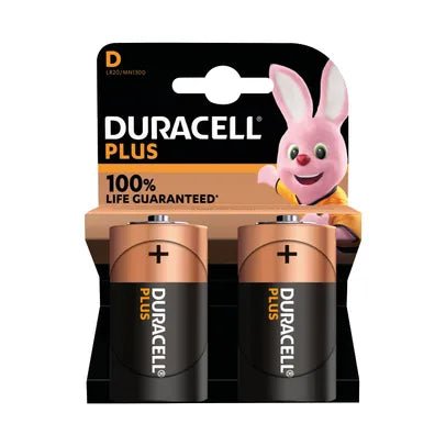 Duracell D Size 2PK +100 Plus Power 2PK - (Pack of 10) - Washington Vapes Wholesale