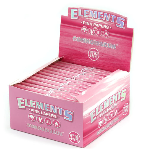 Elements Connoisseur Pink Rice King Size Slim Papers – (Pack of 24) - Washington Vapes Wholesale