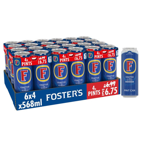 Fosters Pints 568ml Lager Cans - (Pack of 24) PM 6.99 - Washington Vapes Wholesale