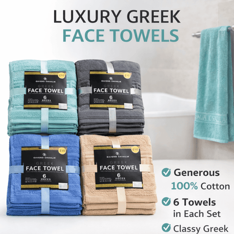 Greek Face Towels – 6 Piece Set (33 x 33cm) - Washington Vapes Wholesale