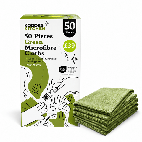 Kooks Kitchen 50 Pieces Green Microfibre Cloths 25x25cm - Washington Vapes Wholesale