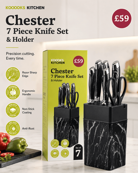 Kooks Kitchen Chester 7 Piece Knife Set & Holder - Washington Vapes Wholesale