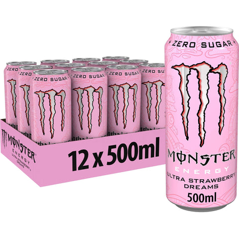 Monster Energy Ultra Strawberry Dreams 500ml PM £1.65 - (12 Pack) - Washington Vapes Wholesale