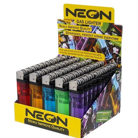 Neon Disposable Gas Lighters - (Pack of 50) - Washington Vapes Wholesale