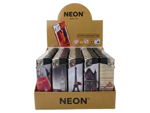 Neon Electronic Gas Lighters – Pack of 50 - Washington Vapes Wholesale