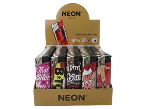 Neon Electronic Gas Lighters – Pack of 50 - Washington Vapes Wholesale