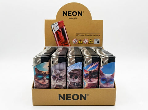 Neon Electronic Gas Lighters – Pack of 50 - Washington Vapes Wholesale