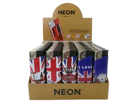 Neon Electronic Gas Lighters – Pack of 50 - Washington Vapes Wholesale
