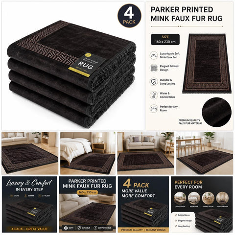 Parker Printed Rugs Assorted Colours - (Pack of 4) - Washington Vapes Wholesale