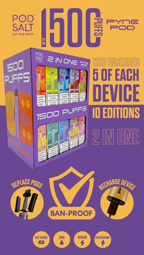 Pod Salt Pyne Pod 2 in 1 Disposable Vape (CDU) - Washington Vapes Wholesale