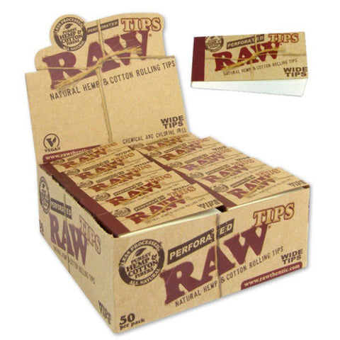 Raw Perforated Wide Tips - (Pack of 50) - Washington Vapes Wholesale
