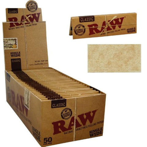 Raw Single Wide Classic Rolling Paper - (Pack of 24) - Washington Vapes Wholesale