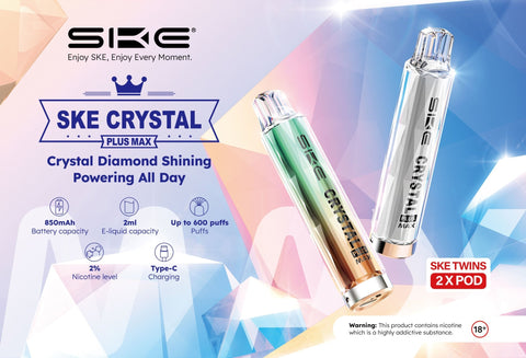 SKE Crystal Plus Max 4000 Pack Pod Kit - (Box of 10) - Washington Vapes Wholesale